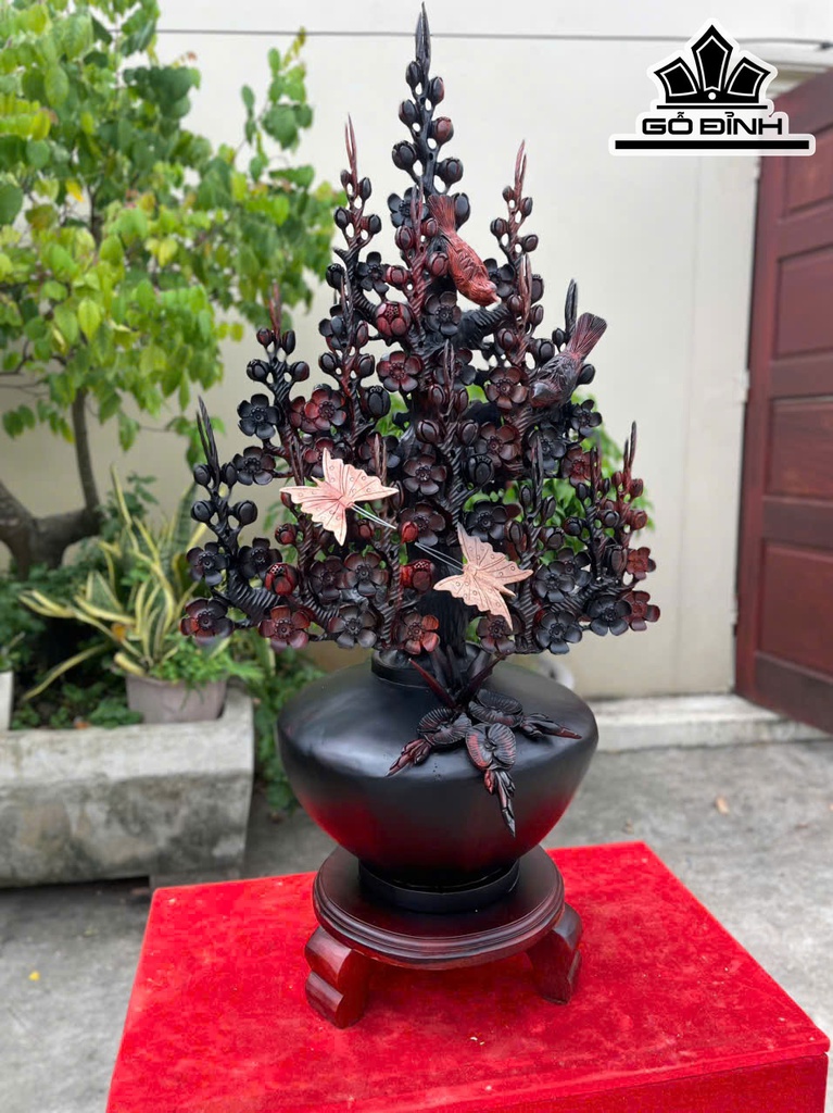 Bình Hoa Mai Gỗ Trắc Cao 90 Ngang 45 Sâu 33 (cm)