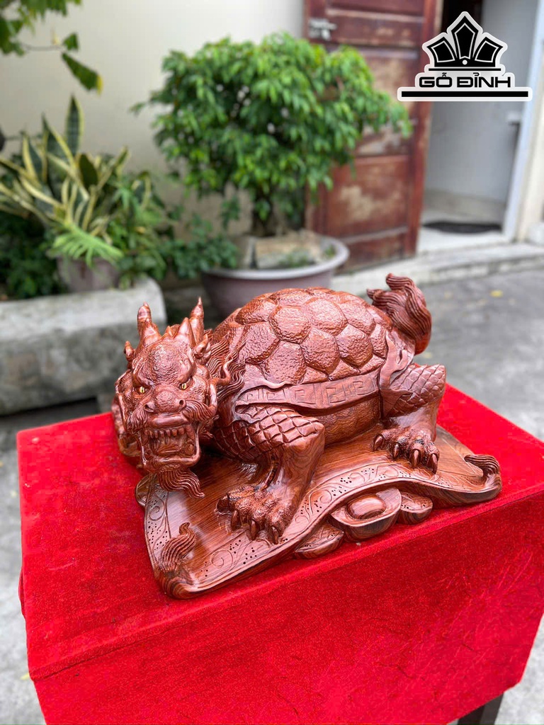 Tượng Long Quy Gỗ Cẩm Cao 20 Ngang 38 Sâu 37 (cm)