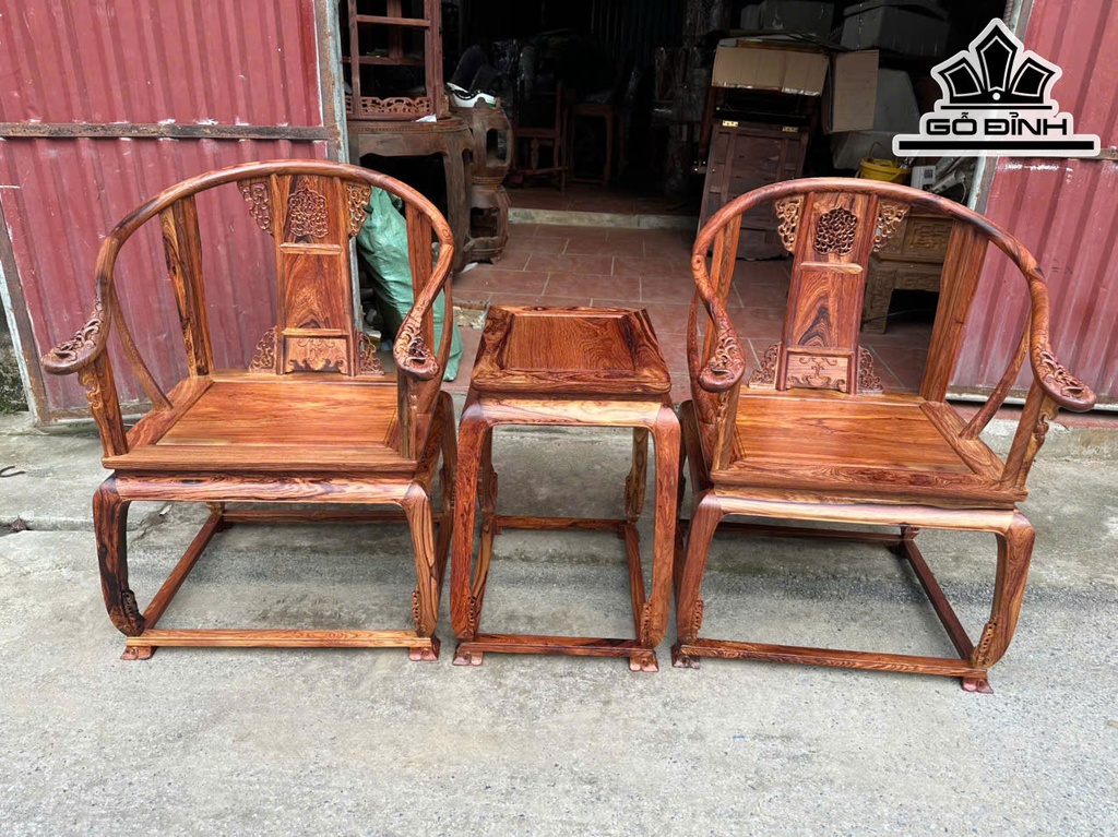 Bộ Minh Đế Gỗ Cẩm - Ghế Rộng 62 Sâu 50 - Bàn 38x48 (cm)