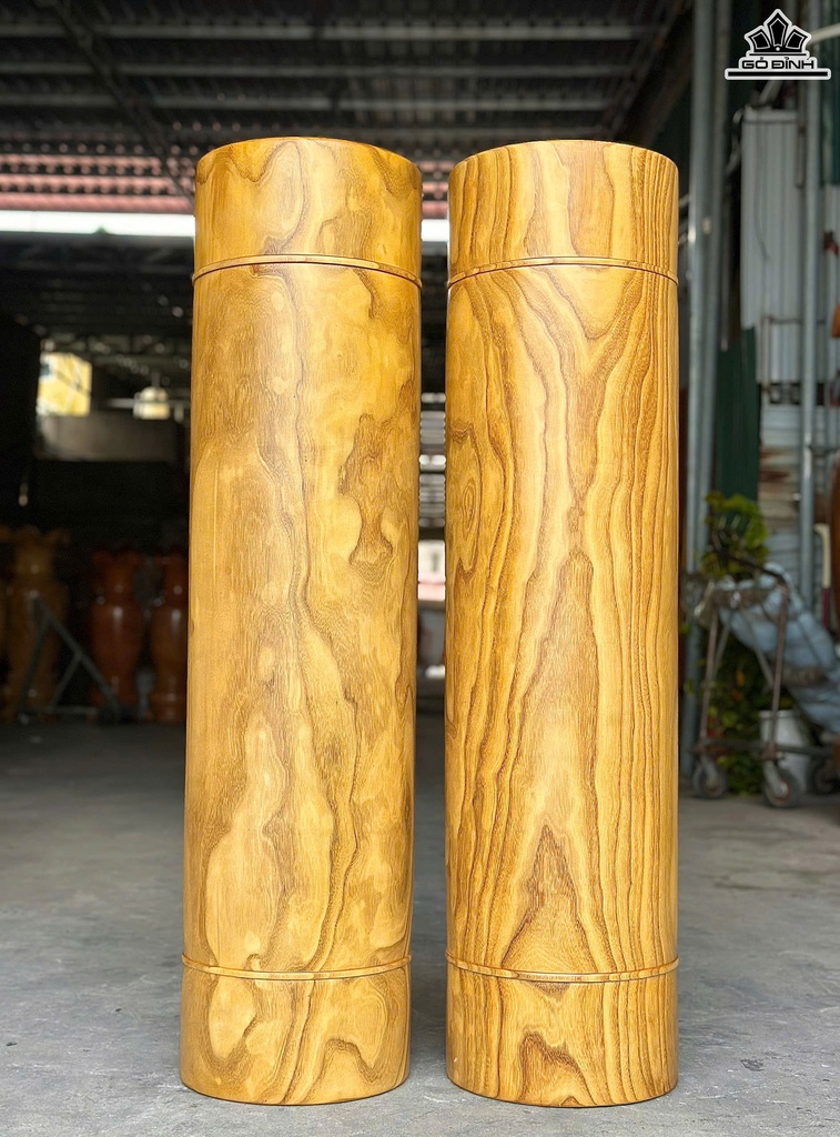 Cặp Trụ Trời Gỗ Cẩm Vàng Cao 150 Đường Kính 38 (cm)