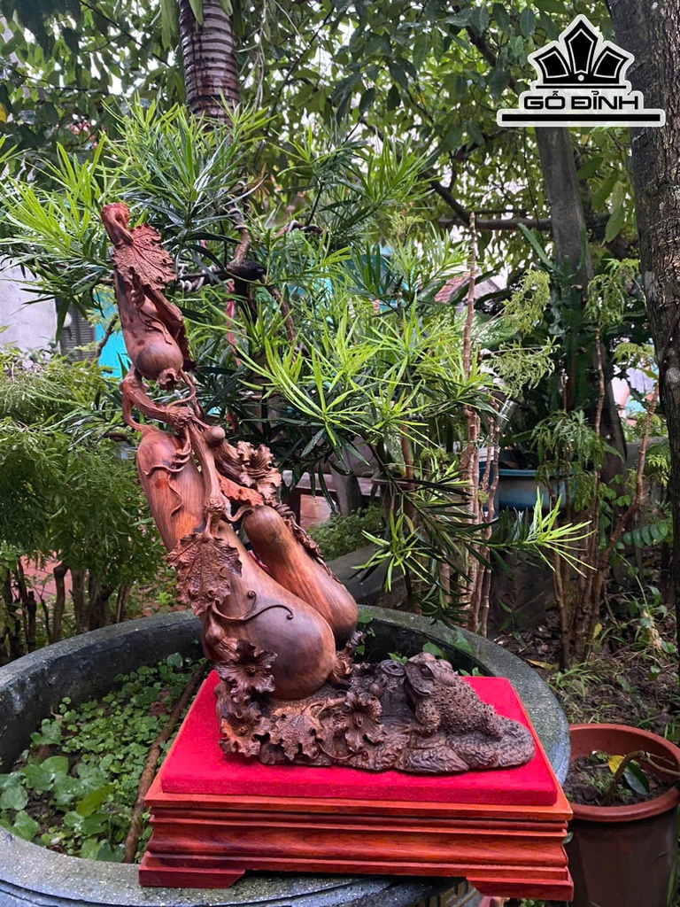 Bí Tài Lộc Phú Quý Gỗ Trắc Cao 45 Ngang 25 Sâu 18 (cm)