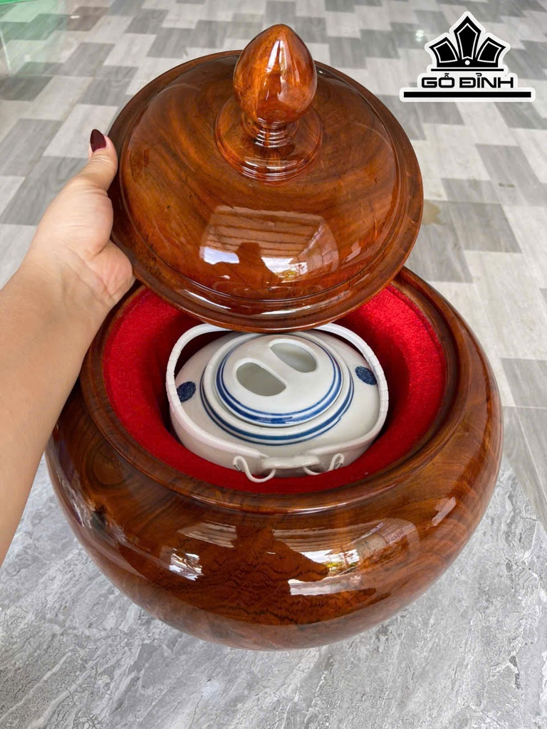 Bình Ủ Trà Gỗ Gụ Cao 41 Đường Kính 34 (cm) - 2,5Lít