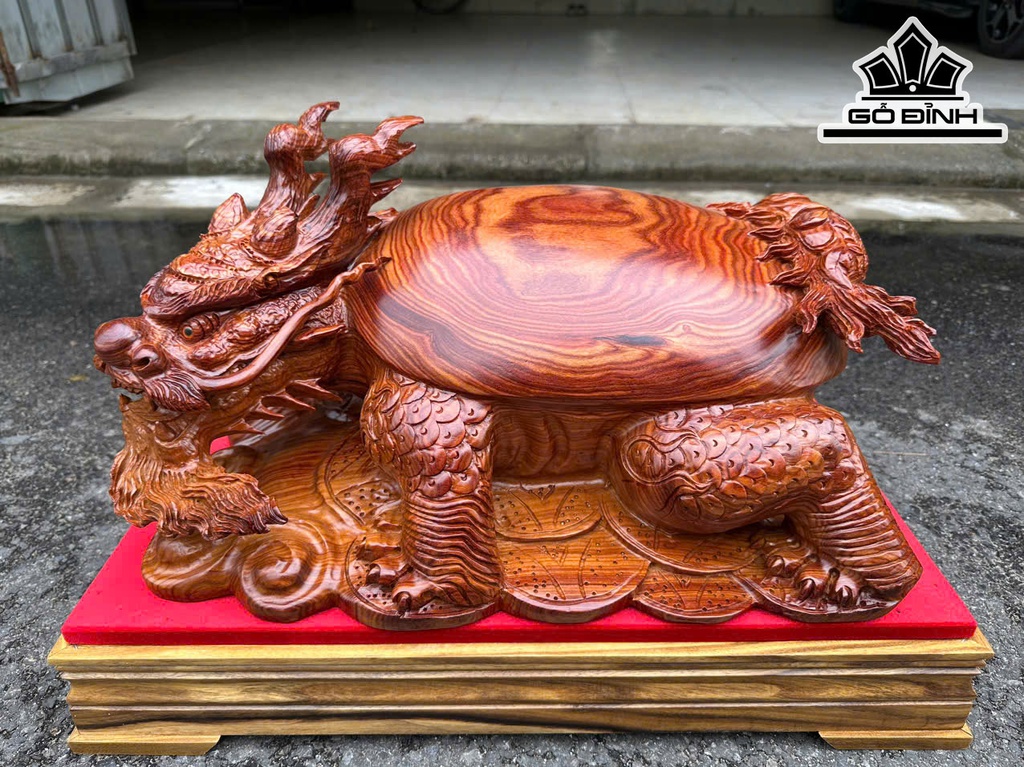 Tượng Long Quy Gỗ Cẩm Cao 27 Ngang 55 Sâu 37 (cm) - Cả Kỷ 37