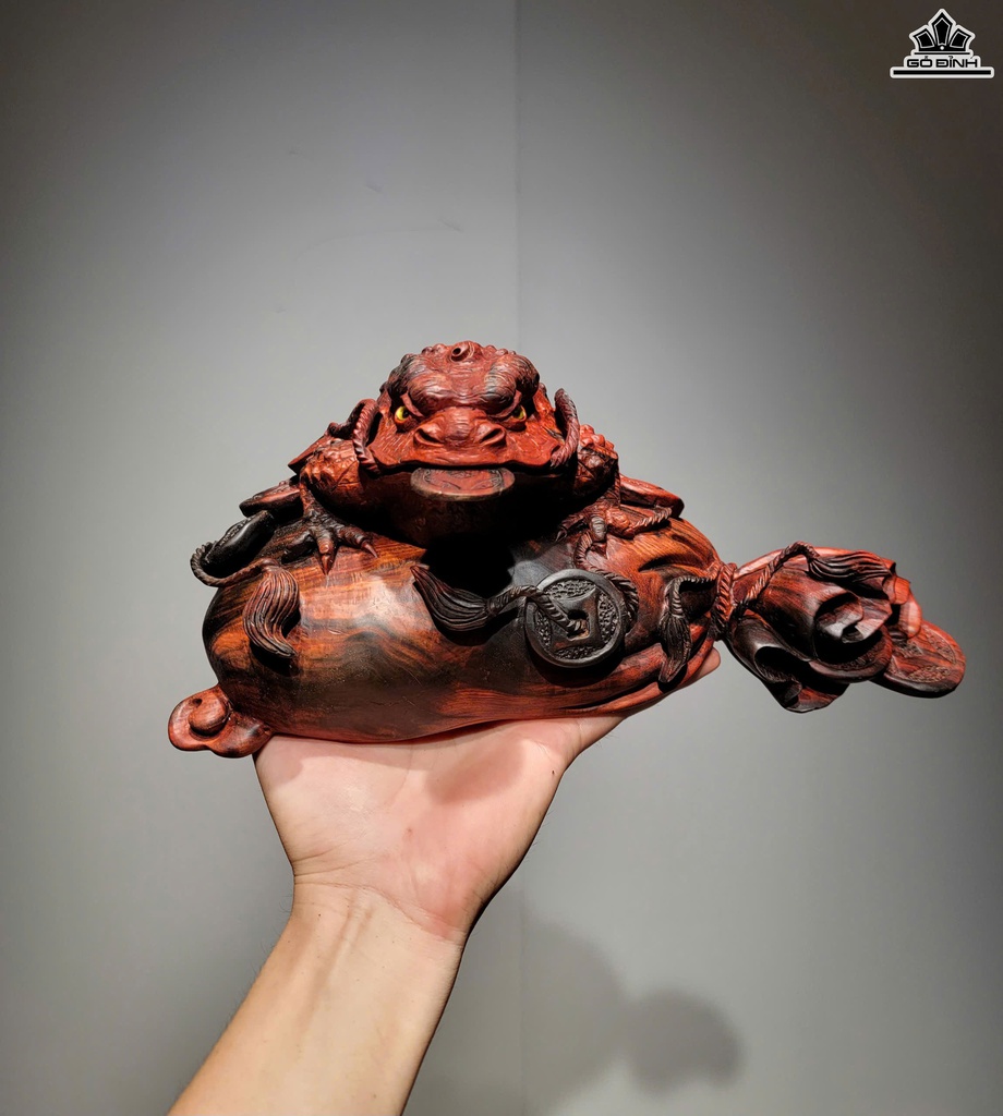 Tượng Thiềm Thừ Gỗ Trắc Cao 13 Ngang 30 Sâu 16 (cm)