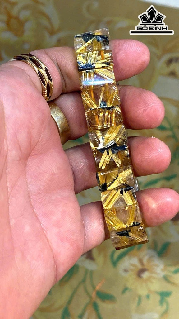 Vòng Bản Hoa Thị Đá Thạch Anh Tóc Vàng Đã Kiểm Định LIULAB 966742