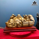 Tượng Phật Di Lặc Nhị Phúc Gỗ Bách Xanh Cao 32 Ngang 50 Sâu 23 (cm)