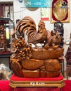 Tượng Gia Đình Gà Toàn Gia Phúc Gỗ Nu Ngọc Am Cao 76 Ngang 58 Sâu 26 (cm)