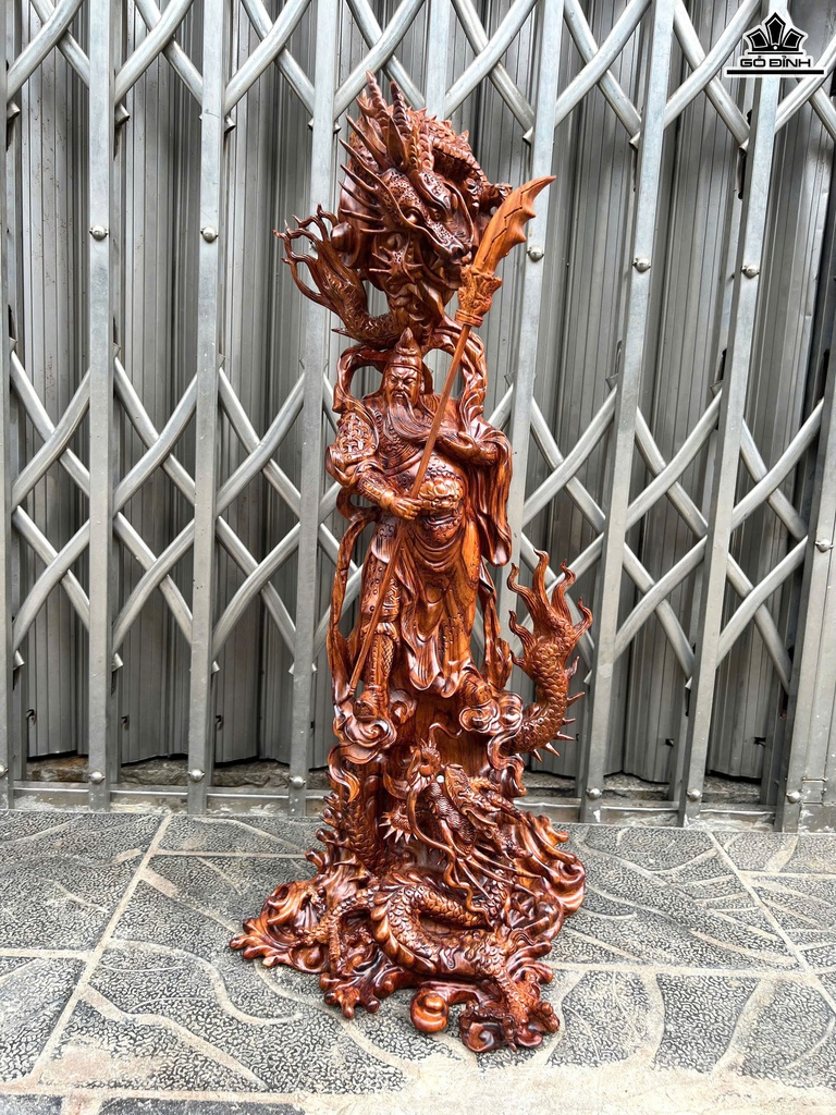 Tượng Quan Công Gỗ Sưa Cao 68 Ngang 32 Sâu 26 (cm)