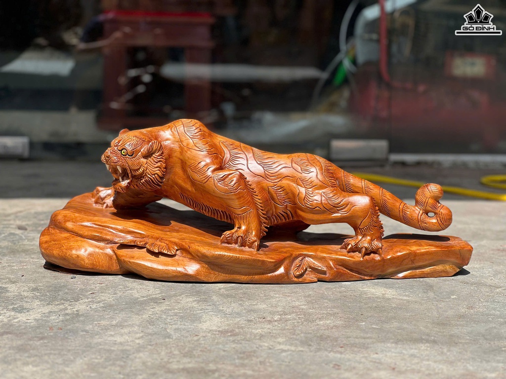 Tượng Hổ Phong Thủy Gỗ Ngọc Am Cao 25 Ngang 65 Sâu 25 (cm)