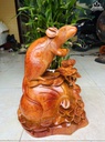 Tượng Chuột Phong Thủy Gỗ Hương Cao 46 Ngang 35 Sâu 23 (cm)