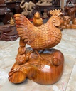 Tượng Gà Phong Thủy Gỗ Hương Cao 32 Ngang 28 Sâu 25 (cm)