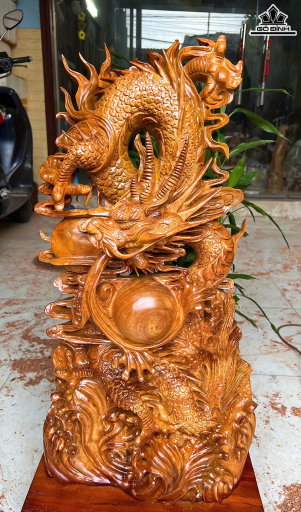 Tượng Rồng ( Nhất Long) Gỗ Hương Cao 73 Ngang 40 Sâu 18 (cm)