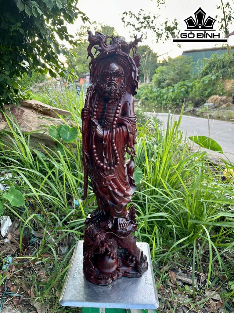 Tượng Đạt Ma Sư Tổ Gỗ Trắc Cao 82 Ngang 24 Sâu 22 (cm)