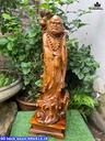 Tượng Đạt Ma Sư Tổ Gỗ Bách Xanh Cao 68 Ngang 21 Sâu 18 (cm)