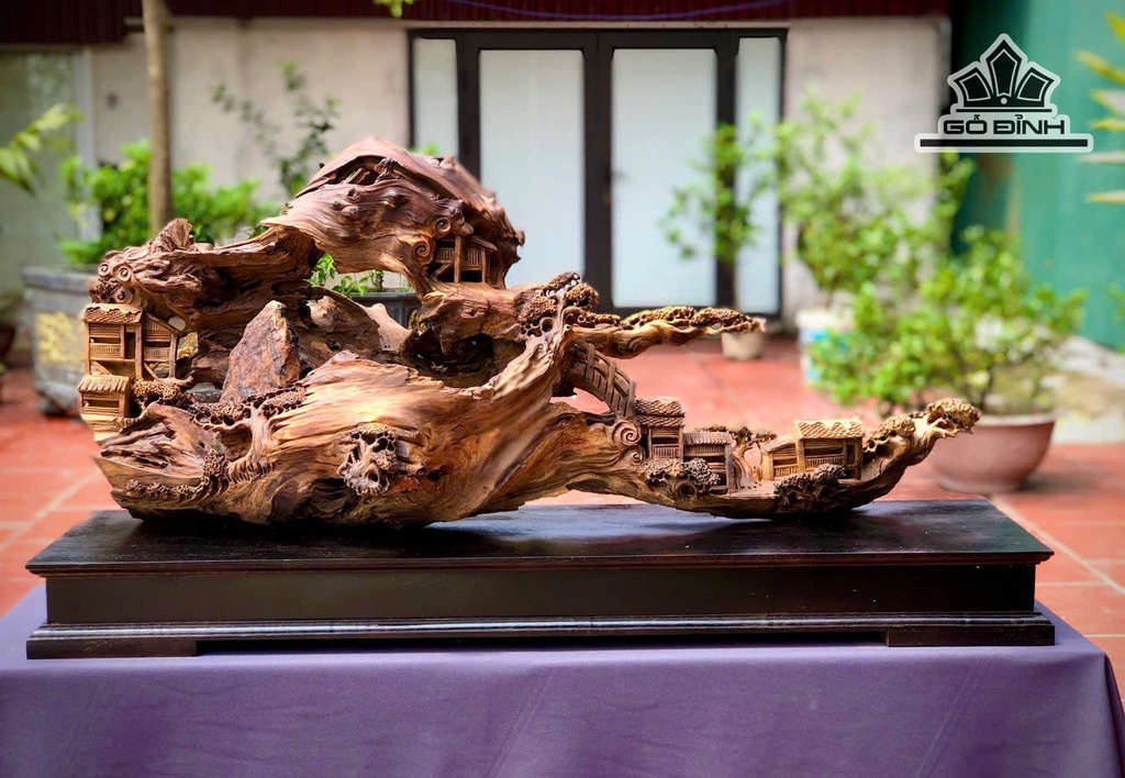 Tượng Tiểu Cảnh Gỗ Bách Xanh Cao 58 Ngang 107 Sâu 40 (cm)