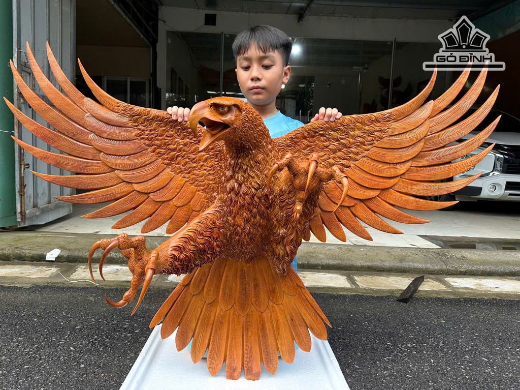 Tượng Đại Bàng Gỗ Hương Cao 100 Ngang 136 Sâu 33 (cm)