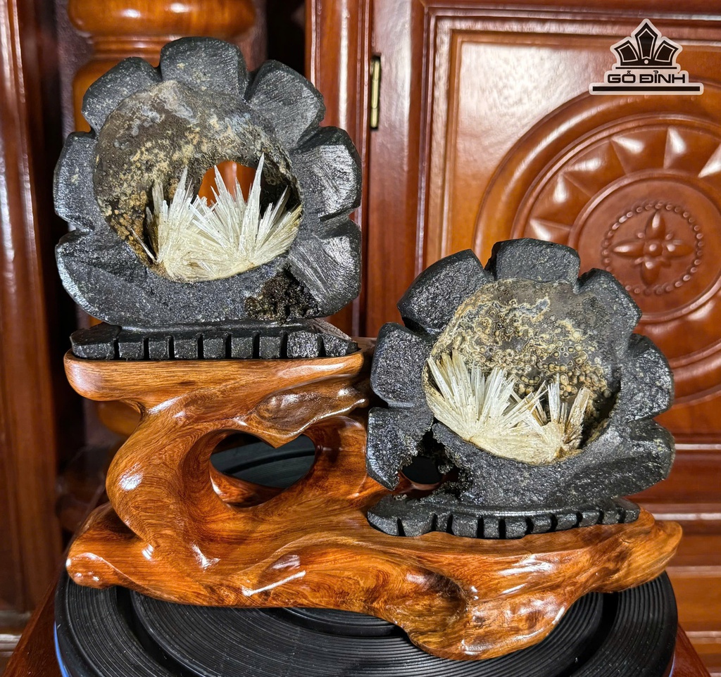 Cặp Hốc Hoa Đá Aragonite Cao 20,5 Ngang 24 (cm) 1,6kg