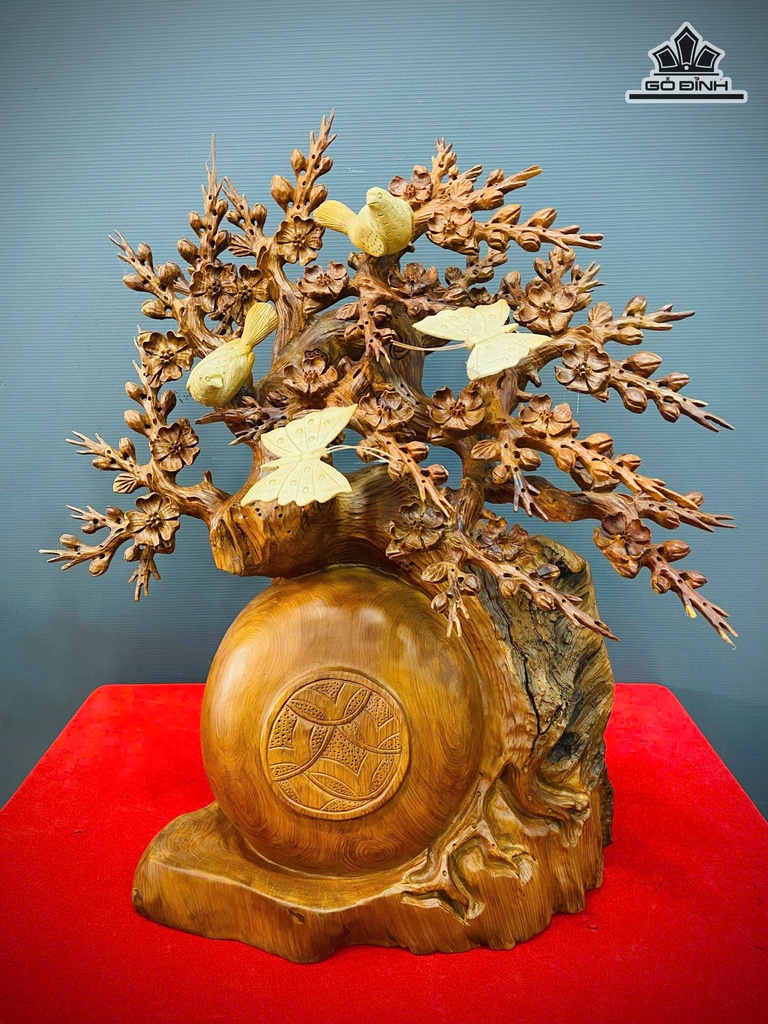 Bình Hoa Mai Gỗ Hương Cao 58 Ngang 50 Sâu 29 (cm)