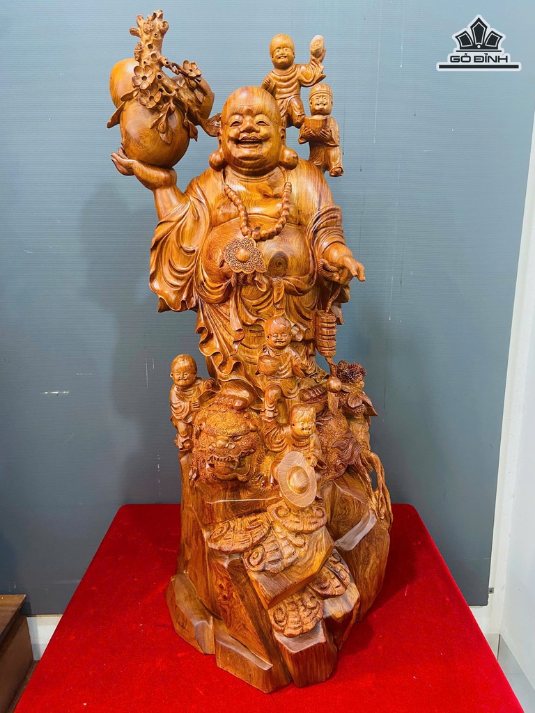 Tượng Phật Di Lặc Ngũ Phúc Gỗ Hương Cao 93 Ngang 45 Sâu 38 (cm)