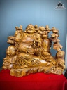 Tượng Phật Di Lặc Tam Phúc Gỗ Hương Cao 58 Ngang 78 Sâu 60 (cm)