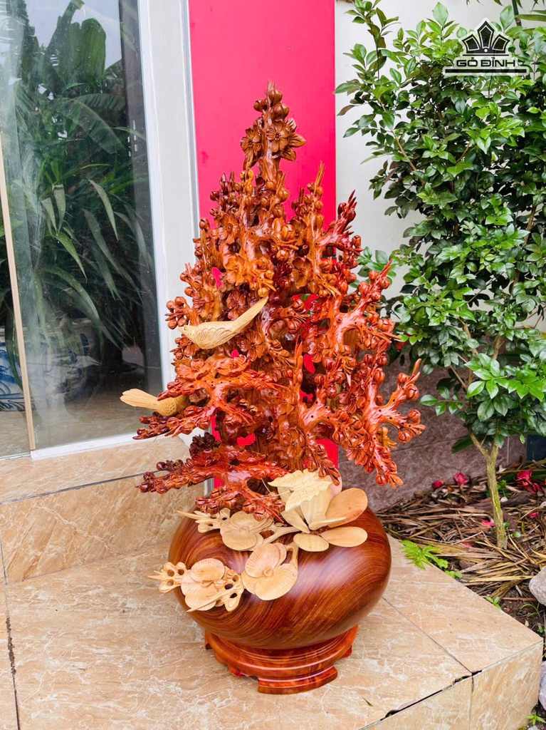 Bình Hoa Mai Gỗ Hương Cao 86 Ngang 52 Sâu 40 (cm) - 21kg