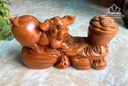 Tượng Heo Nằm Bao Tiền Gỗ Hương Cao 25 Ngang 41 Sâu 13 (cm)