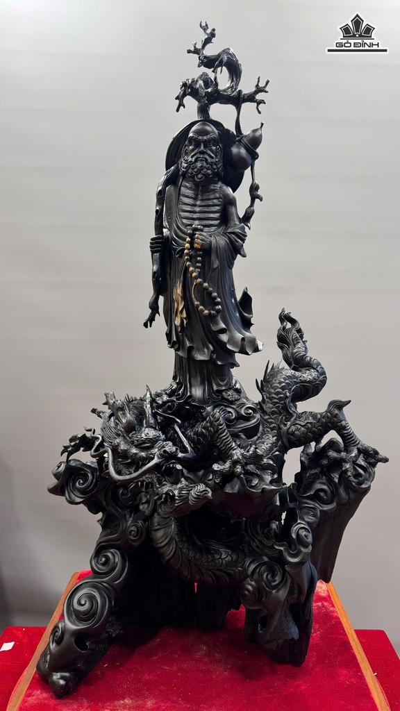 Tượng Đạt Ma Sư Tổ Gỗ Mun Cao 90 Ngang 46 Sâu 36 (cm)