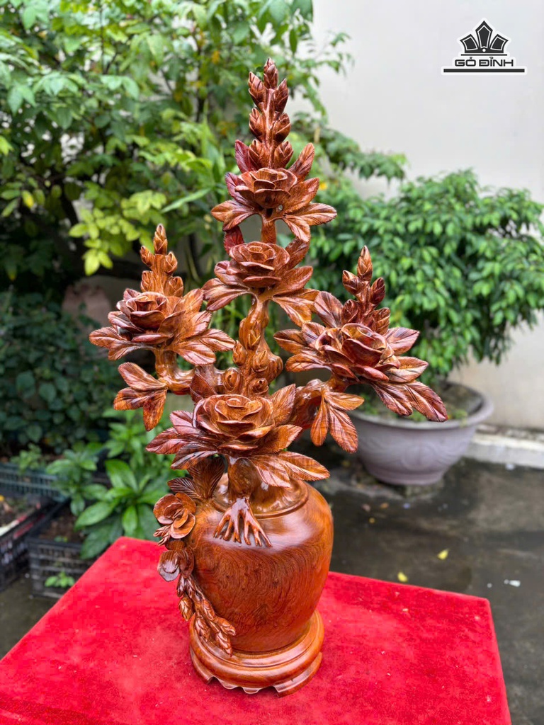 Bình Hoa Hồng Gỗ Hương Cao 70 Ngang 40 Sâu 20 (cm)