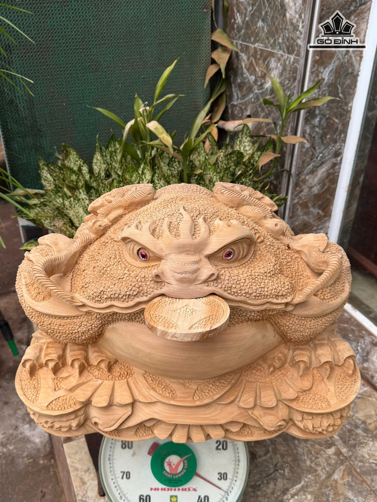 Tượng Thiềm Thừ Gỗ Ngọc Am Cao 40 Ngang 54 Sâu 48 (cm)