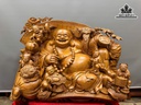 Tượng Phật Di Lặc Ngũ Phúc Gỗ Bách Xanh Cao 55 Ngang 79 Sâu 34 (cm) - 54kg