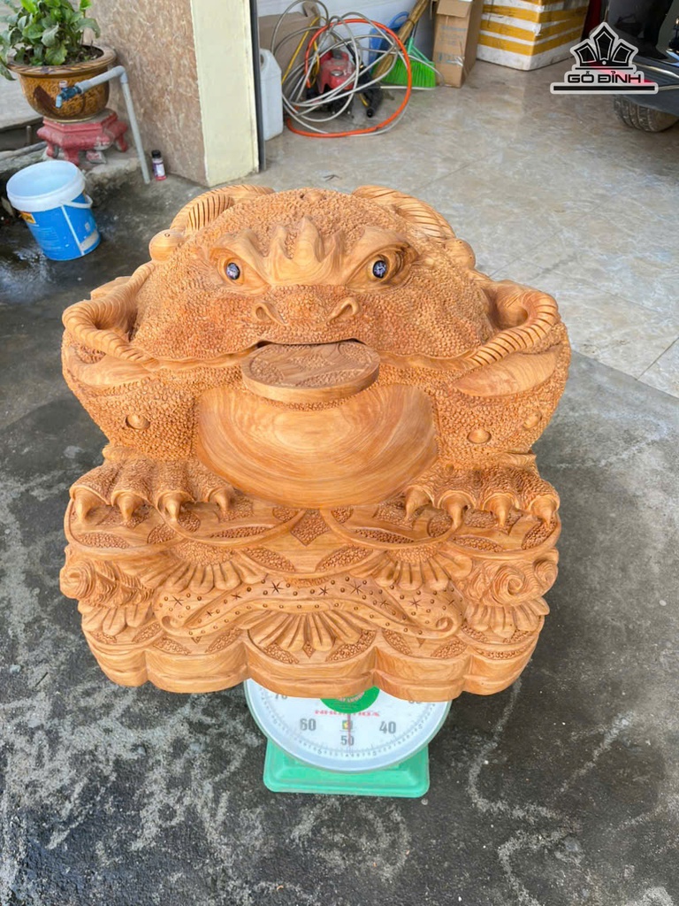 Tượng Thiềm Thừ Gỗ Ngọc Am Cao 48 Ngang 51 Sâu 50 (cm)