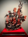 Tượng Gia Đình Gà Gỗ Trắc Cao 90 Ngang 58 Sâu 33 (cm)