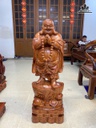 Tượng Phật Di Lặc Đứng Thỏi Vàng Tài Lộc Gỗ Hương Cao 100 Ngang 34 Sâu 24 (cm)