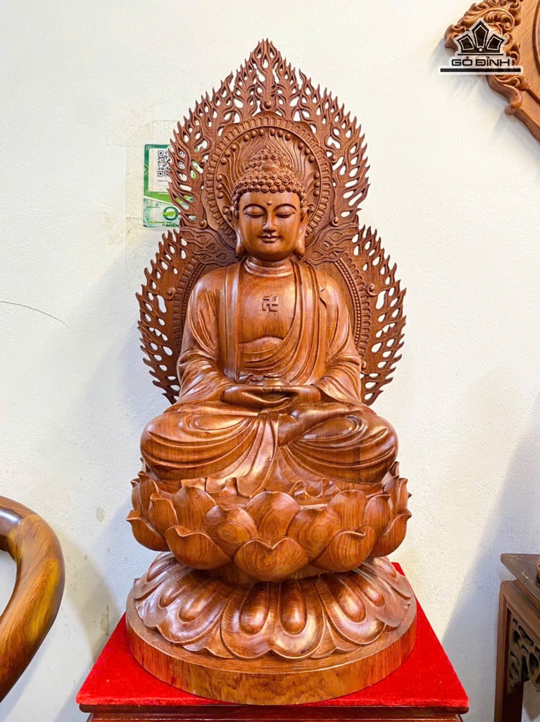 Tượng Phật Tổ Ngồi Thiền Gỗ Hương Cao 60 Ngang 34 Sâu 34 (cm)