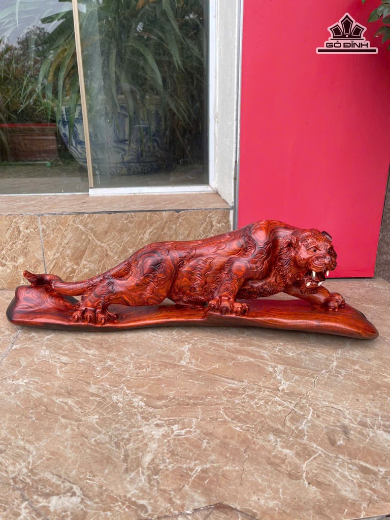 Tượng Hổ Phong Thủy Gỗ Trắc Cao 20 Ngang 62 Sâu 15 (cm)