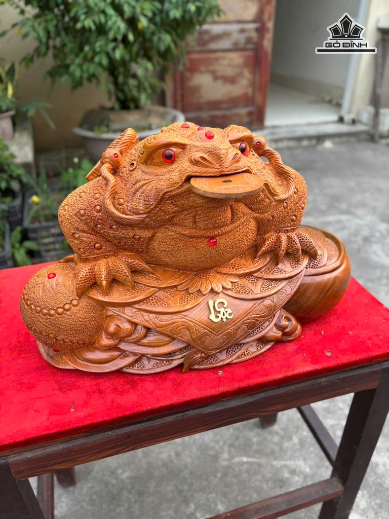 Tượng Thiềm Thừ Gỗ Ngọc Am Cao 28 Ngang 46 Sâu 30 (cm)