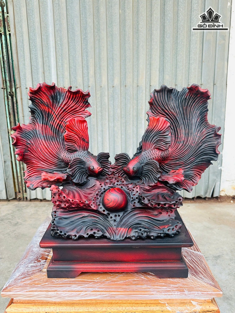 Tượng Cá Xiêm Gỗ Trắc Cao 47 Ngang 57 Sâu 25 (cm)