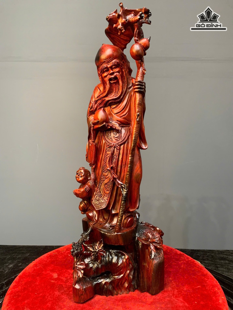 Tượng Ông Thọ Gỗ Trắc Cao 62 Ngang 20 Sâu 18 (cm)