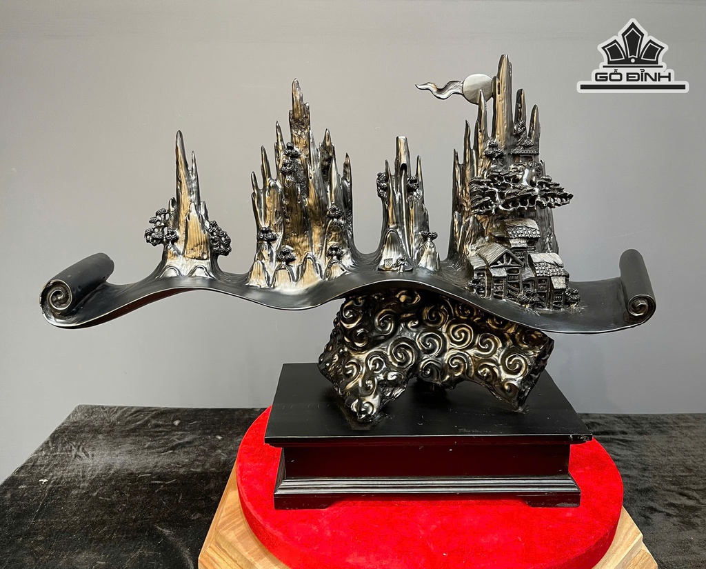 Tượng Tiểu Cảnh Gỗ Mun Sừng Cao Cả Kỷ 50 Ngang 70 Sâu 20 (cm) - Kỷ Cao 10