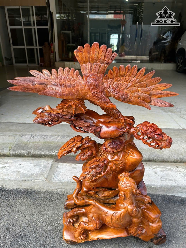 Tượng Anh Hùng Tương Ngộ Gỗ Hương Cao 90 Ngang 63 Sâu 30 (cm)