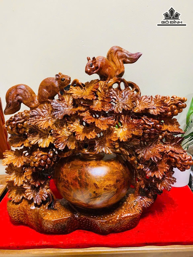 Chum Phú Quý Nho Sóc Gỗ Nu Hương Cao 54 Ngang 60 Sâu 28 (cm)