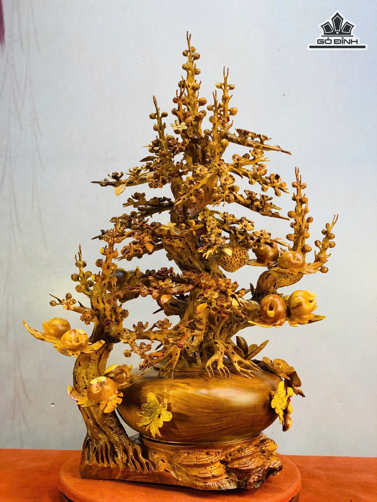 Bình Hoa Mai Lan Phú Quý Gỗ Hương Cao 115 Ngang 75 Sâu 50 (cm) - Đường Kính Bình 45 (cm)