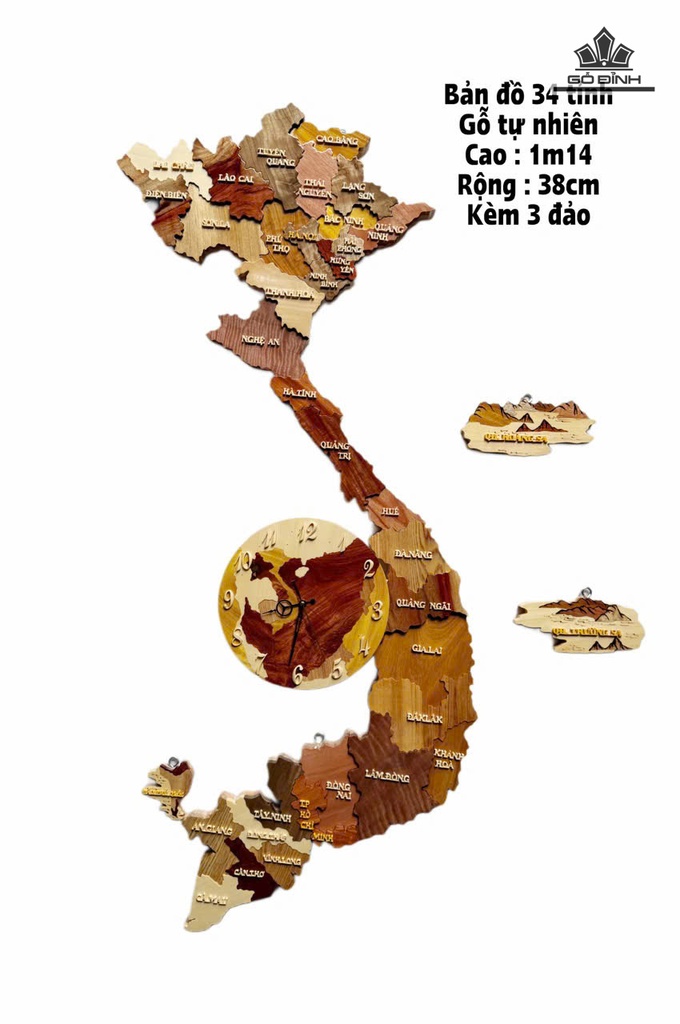 Bản Đồ Việt Nam Gỗ Tự Nhiên Cao 114 - 112 Ngang 38-37 (cm)