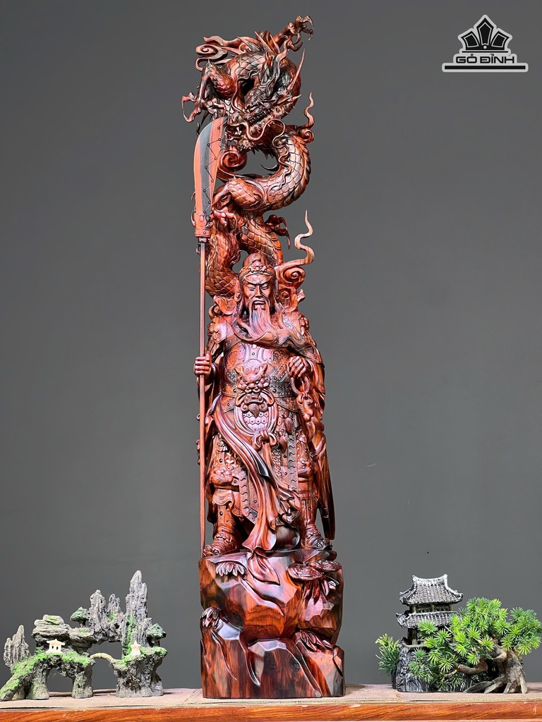 Tượng Quan Công Gỗ Trắc Cao 90 Ngang 20 Sâu 16 (cm)