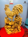 Tượng Gia Đình Gà Gỗ Ngọc Am Cao 72 Ngang 55 Sâu 27 (cm)