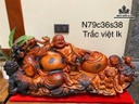 Tượng Phật Di Lặc Ngũ Phúc Gỗ Trắc Cao 36 Ngang 79 Sâu 38 (cm)