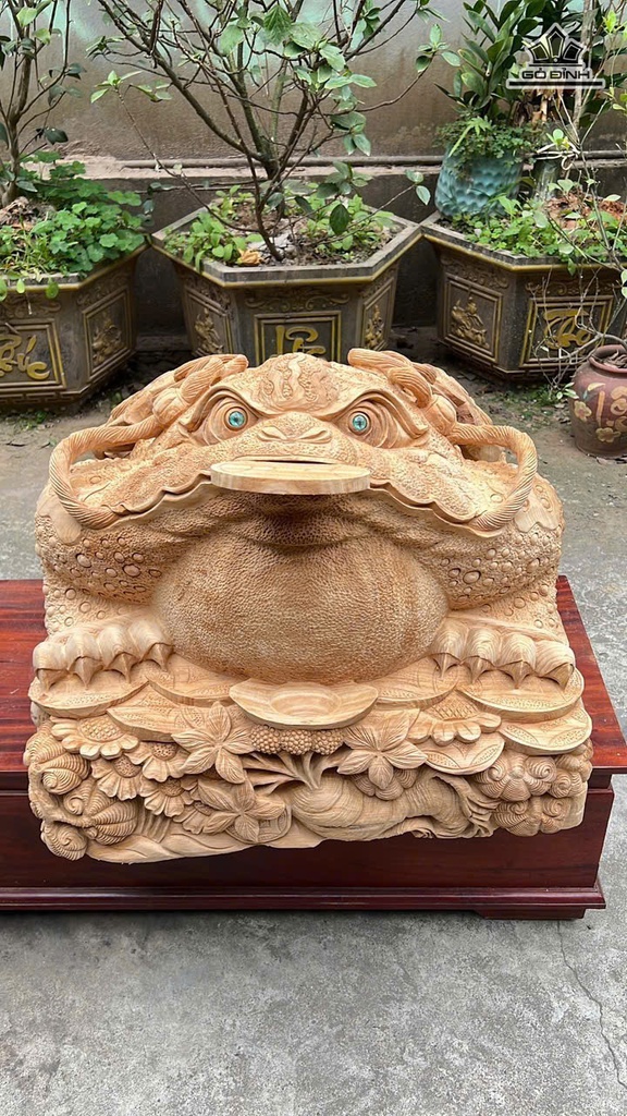 Tượng Thiềm Thừ Gỗ Ngọc Am Cao 45 Ngang 56 Sâu 60 (cm)