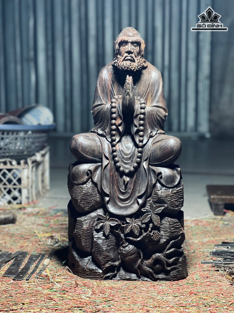 Tượng Đạt Ma Thiền Gỗ Trắc Cao 45 Ngang 24 Sâu 16 (cm)