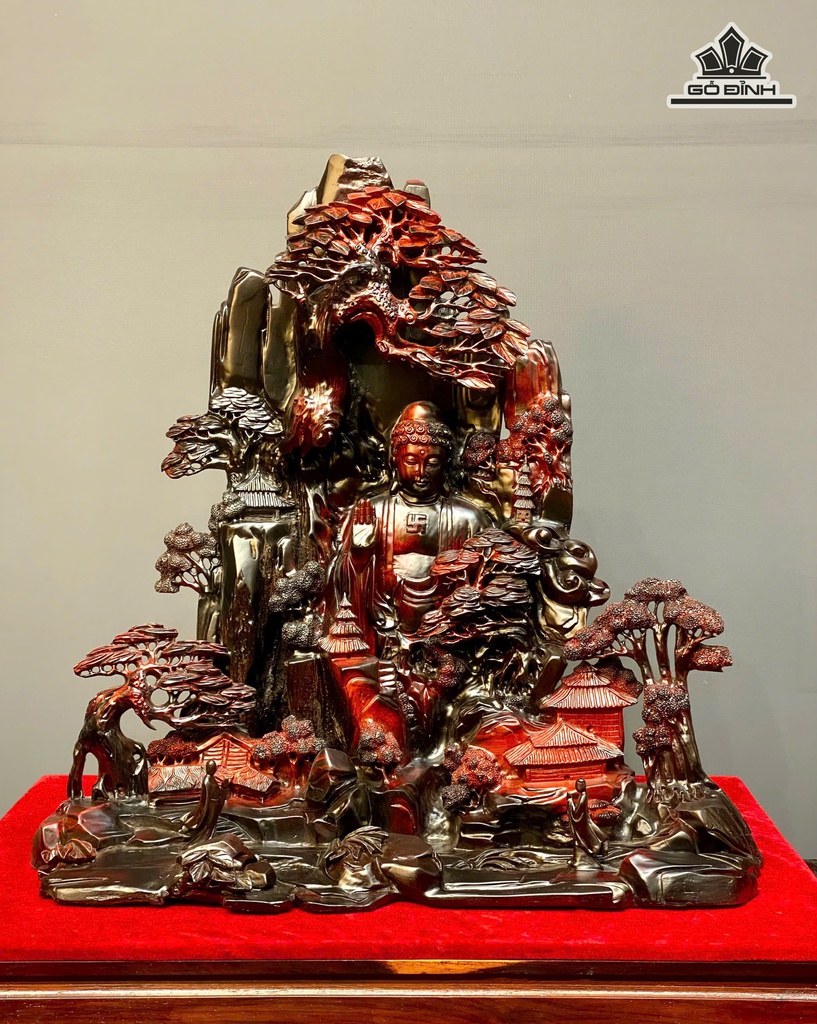 Tượng Thành Tâm Bái Phật Gỗ Trắc Cao 63 Ngang 65 Sâu 25 (cm)