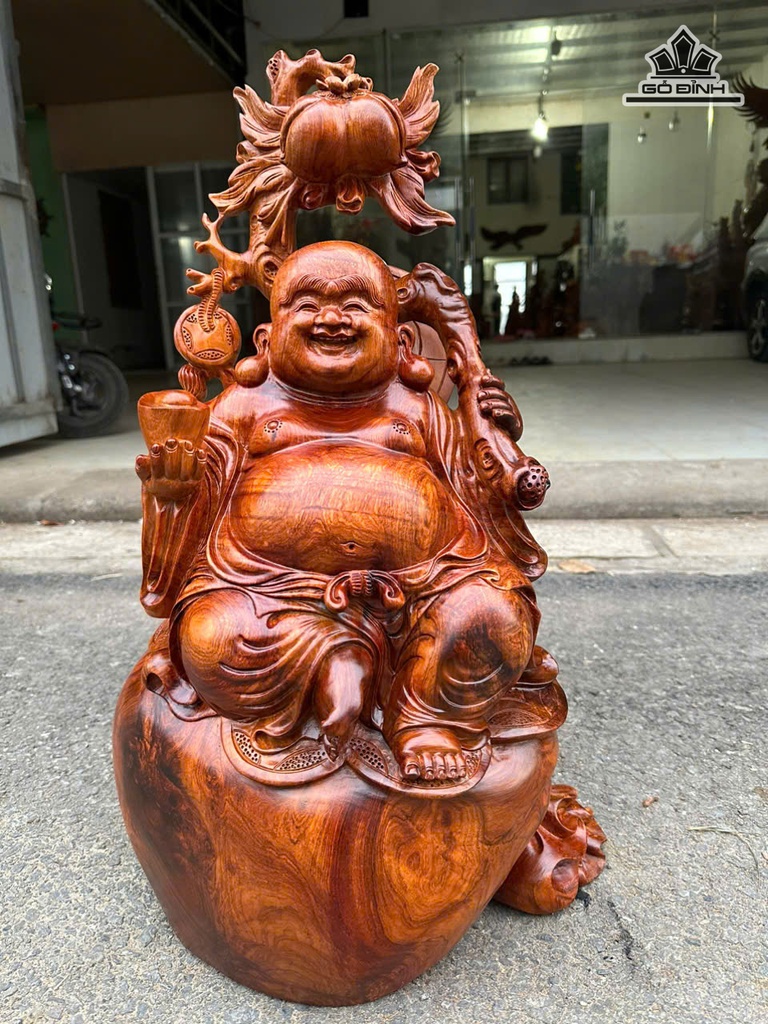 Tượng Phật Di Lặc Gỗ Hương Cao 62 Ngang 39 Sâu 28 (cm)